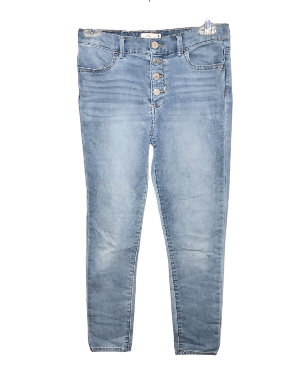 Jordache Light Wash High-Rise 5 Snap Button Super Skinny Jeans Girls 14